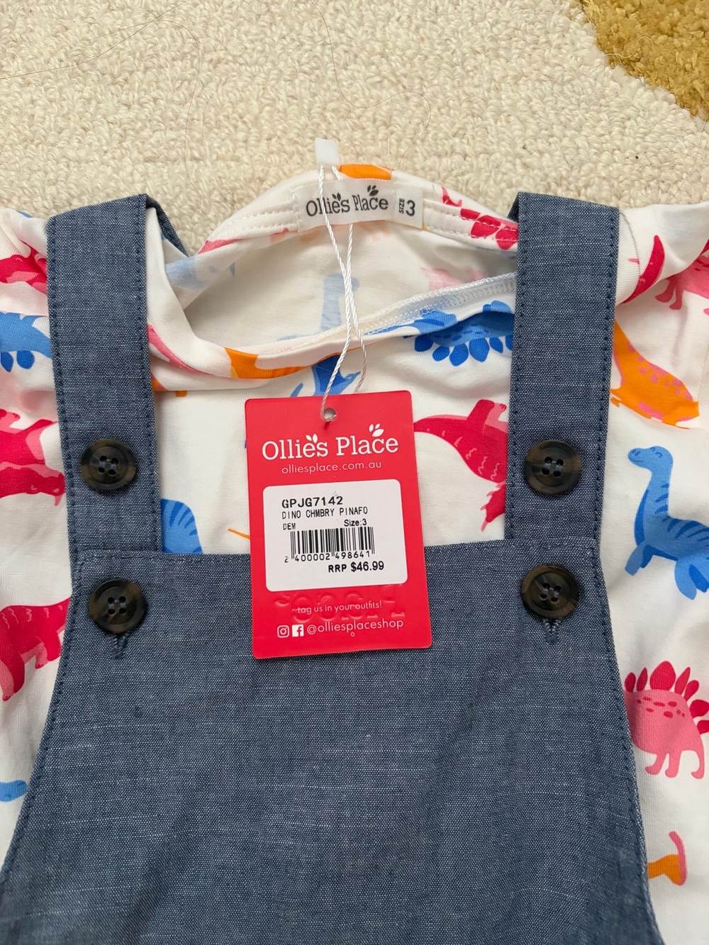 NWT Girls Dinosaur Dress 2 Piece - 3T - Picture 2 of 3